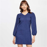 "Women Textured Shift Dress "