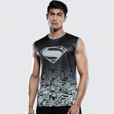 Men Grey & Black Superman Printed Innerwear Vest