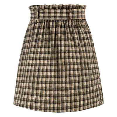 KANCY KOLE Women High Waist Paperbag Skirt Casual Short A-Line Skirts with Pockets S-XXL