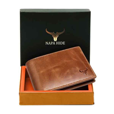 NAPA HIDE Tan Crunch Leather Wallet for Men
