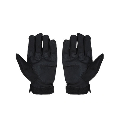 Unisex Black Solid Full-Finger Anti-Slip Gloves