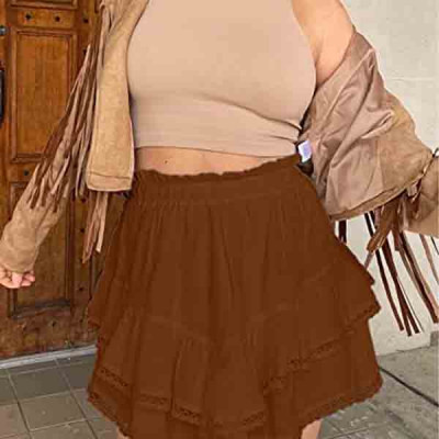 Kikula Women's Skirts Summer Layered Ruffle High Waist Skorts Mini Skirt