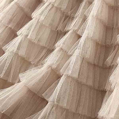 Women's Tulle Skirt Formal Ruffle Trim Tiered Tea-Length Elastic Waist Tutu Skirts