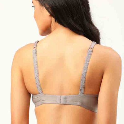 Women Taupe Solid Non-Wired Lightly Padded T-shirt Bra