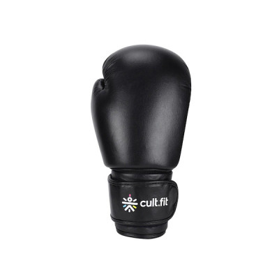 Black Solid Boxing Leather Gloves