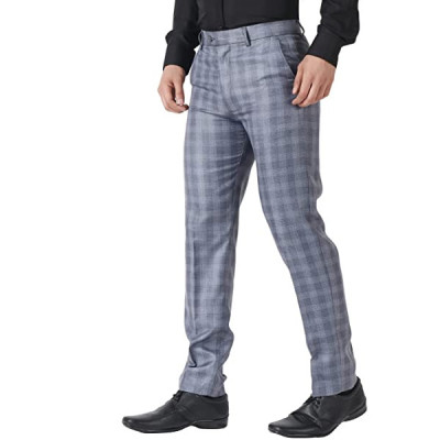 MALENO Men's Slim Fit Checkered Trouser
