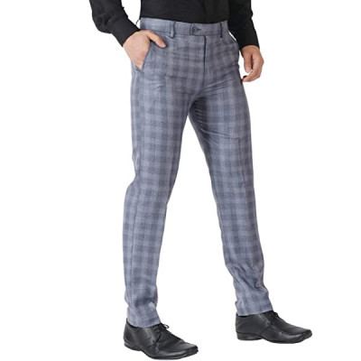 MALENO Men's Slim Fit Checkered Trouser