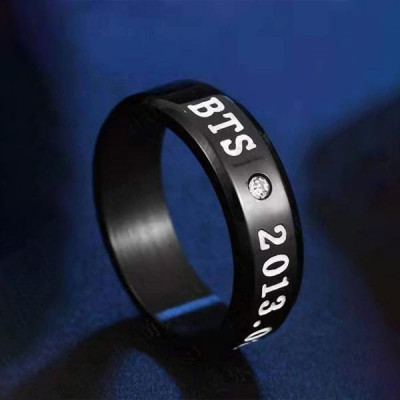 Men Silver-Plated & White CZ-Studded BTS Finger Ring