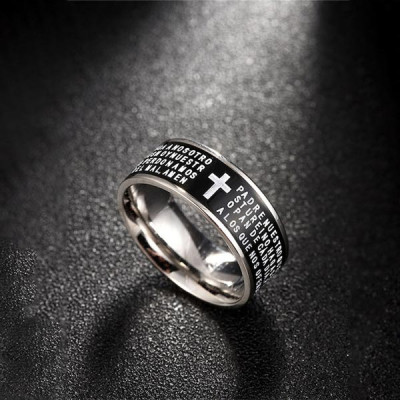 Black Stainless Steel Stress Relieving Rotatable Spinner Ring