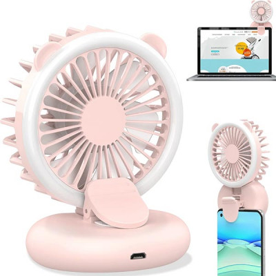 Ecesia Handheld Mini USB Fill Light Fan, Powerful Small Personal Portable Lightweight Handy Fan with Power Bank Strong Wind USB Rechargeable Cooling