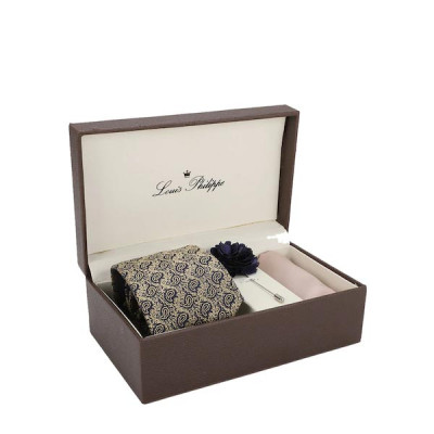 "Men Blue & Brown Paisley Printed Accessory Gift Set "