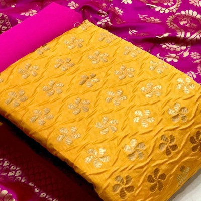 Dupion Silk Banarasi Jacquard Unstitched Dress Material