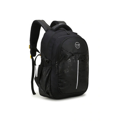 Black & White Brand Logo Backpack with Compression Straps
