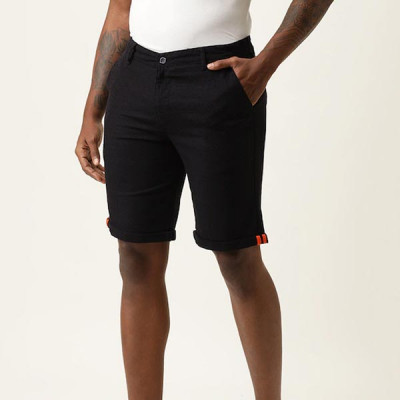 Men Black Slim Fit Mid-Rise Regular Shorts