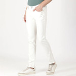 "Men White Solid Cotton Slim Fit Jeans "