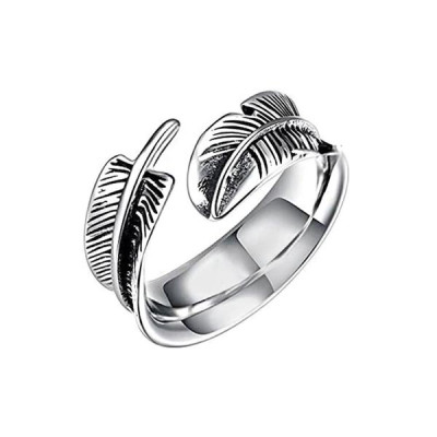 Silver-Toned Stainless Steel Antique Feather Finger Ring
