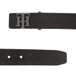 Men Black Leather Printed Belt