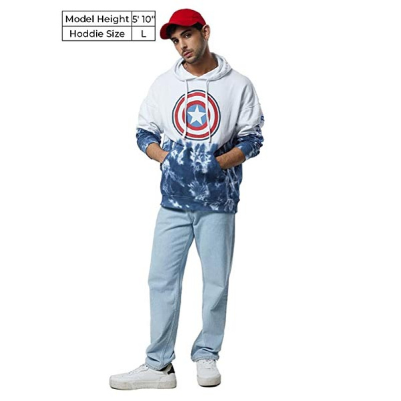 The Souled Store| Official Captain America: Shield Tie Dye Mens and Boys Hoodies