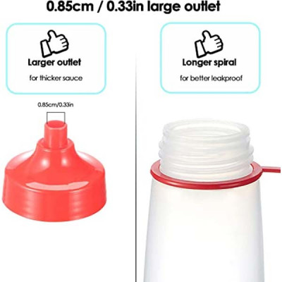 Condiment Squeeze Bottle Wide Mouth, Ondiomn 2 Pack 180ml Clear Squeeze Bottles for Condiments, Paint, Ketchup, Mustard, Oil, Sauces, Resin, Baking, C