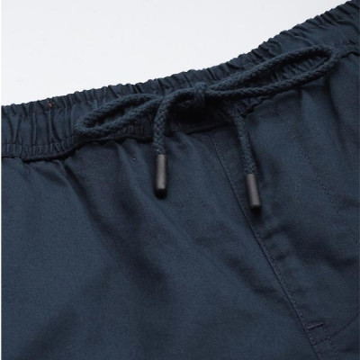Men Navy Blue Solid Pure Cotton Cargo Shorts