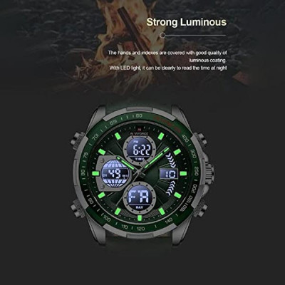 NAVIFORCE Men Analog Digital Chronograph Dual Display Leather Strap Quartz Watch -NF9197