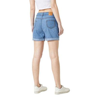Miss Chase Women's Blue Relaxed Fit Clean Look Regular Length Mid Rise Denim Shorts