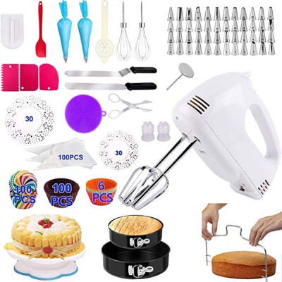 Cake Decorating Supplies 238 PCS Baking Set with Electric Hand Mixer Mixing Bowls Cake Pans